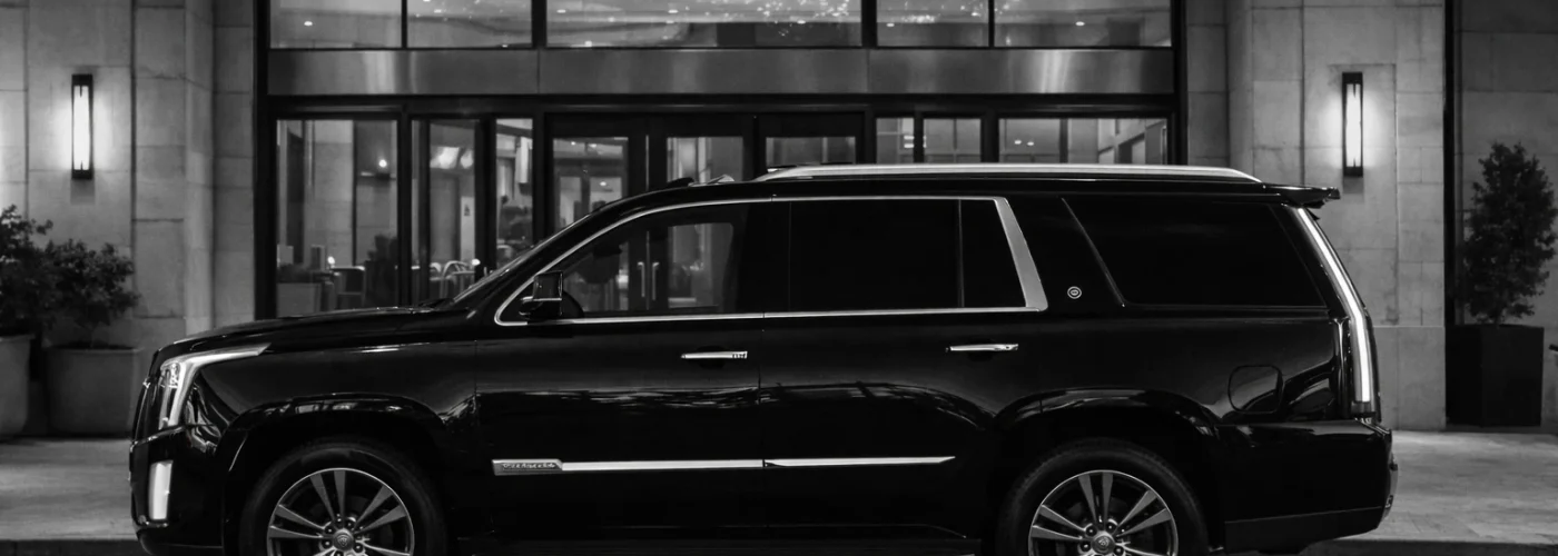 Cadillac Escalade at luxury hotel entrance